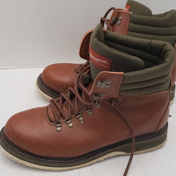 Brown lace Up Simms Mens Shoes Boots Wading Fly Fishing 14 - Picture 2 of 13